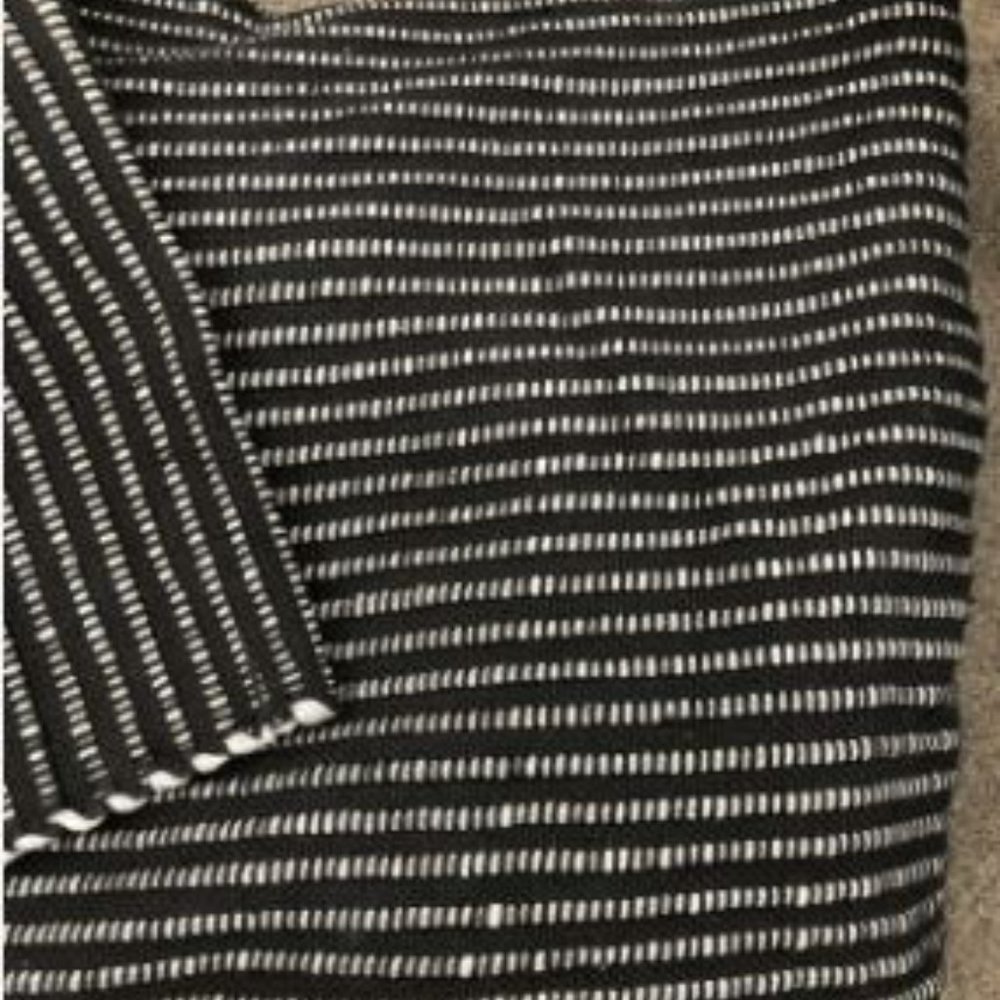 New Dark Gray Textured Stripe Polyester 9 Ft X 12 Ft Hand Woven Area Rug
